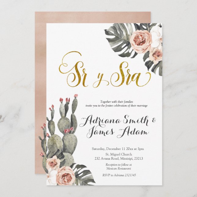 Invitation du Mariage espagnol Nuestra Boda (Devant / Derrière)