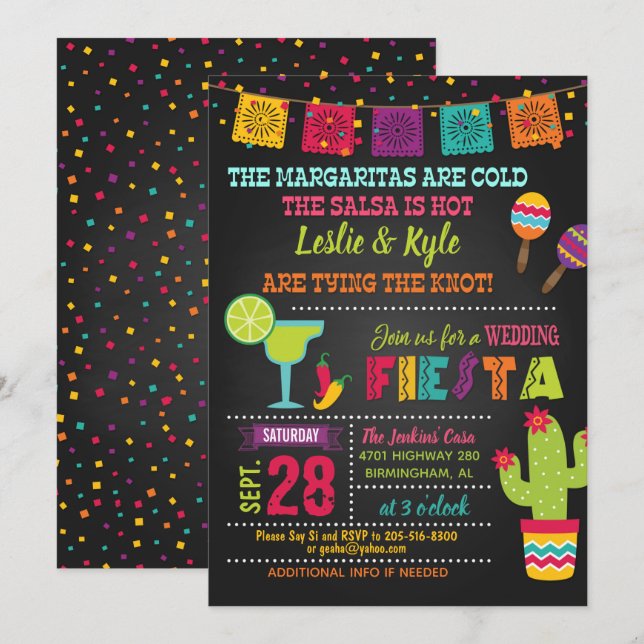 Invitation du mariage Fiesta (Devant / Derrière)