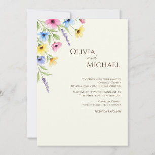 Invitation du Mariage Fleur sauvage d'aquarelle mi