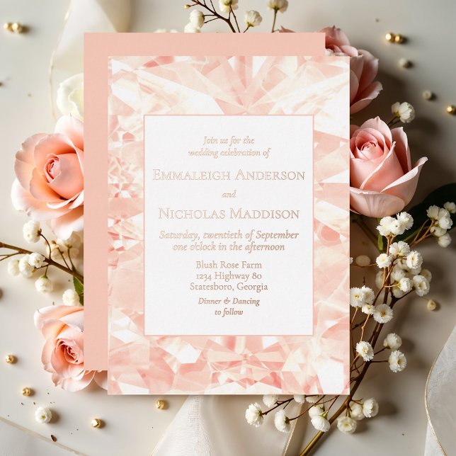 Invitation du Mariage Foil Rose Faux Gemstone (Créateur téléchargé)