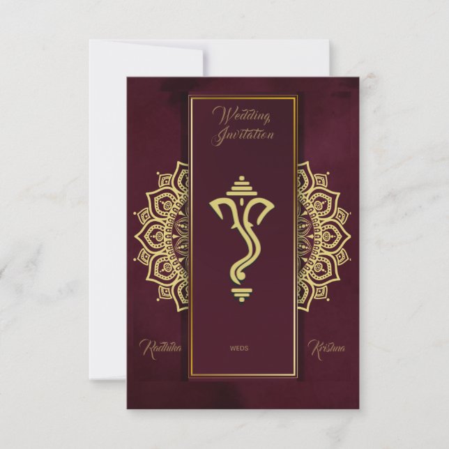 Invitation du mariage indien hindou Ganesha (Devant)