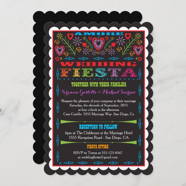 Invitation du Mariage mexicain Fiesta (Devant / Derrière)