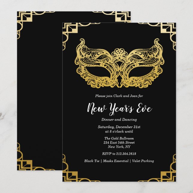 Invitation du Masque d'Or du Nouvel An de la veill (Devant / Derrière)