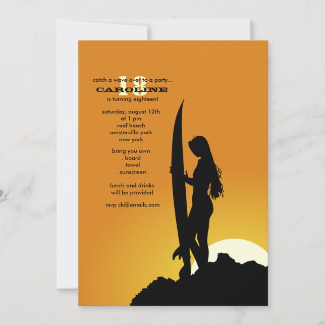 Invitation du matin du surfer (Devant)