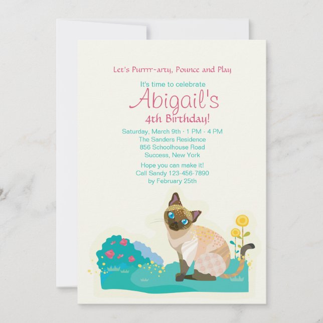 Invitation du Meow Party de chat (Devant)