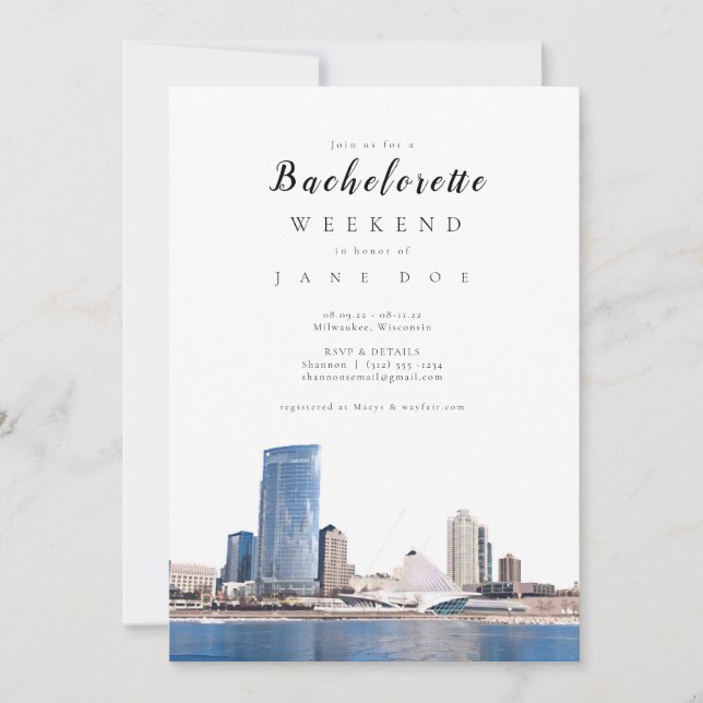 Invitation du Milwaukee Skyline Bachelorette Party (Devant)