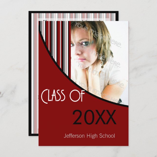 Invitation du Mod Stripes Gradupe Party (Devant / Derrière)