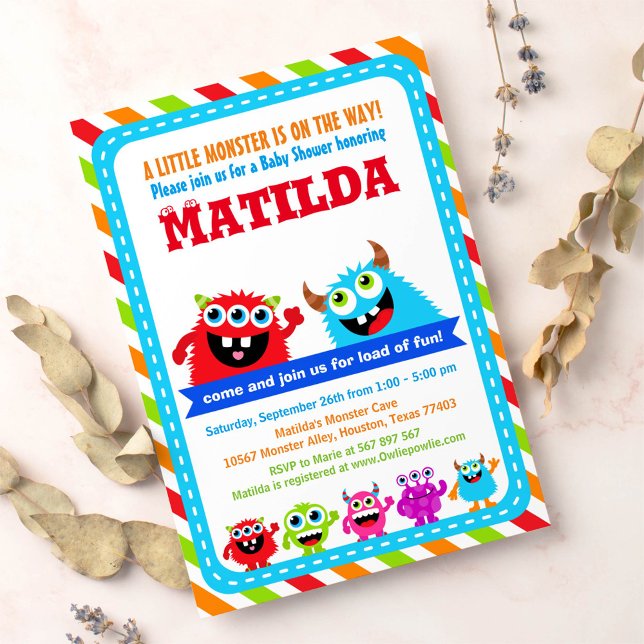 Invitation du Monster Bash Baby shower Party (Créateur téléchargé)