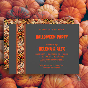Invitation du motif citrouille orange gris Hallowe
