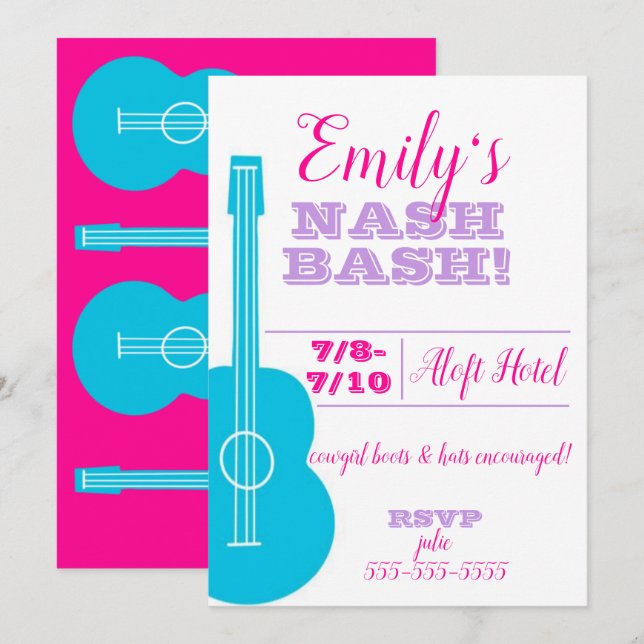 Invitation du Nashville/Austin Bachelorette Party (Devant / Derrière)