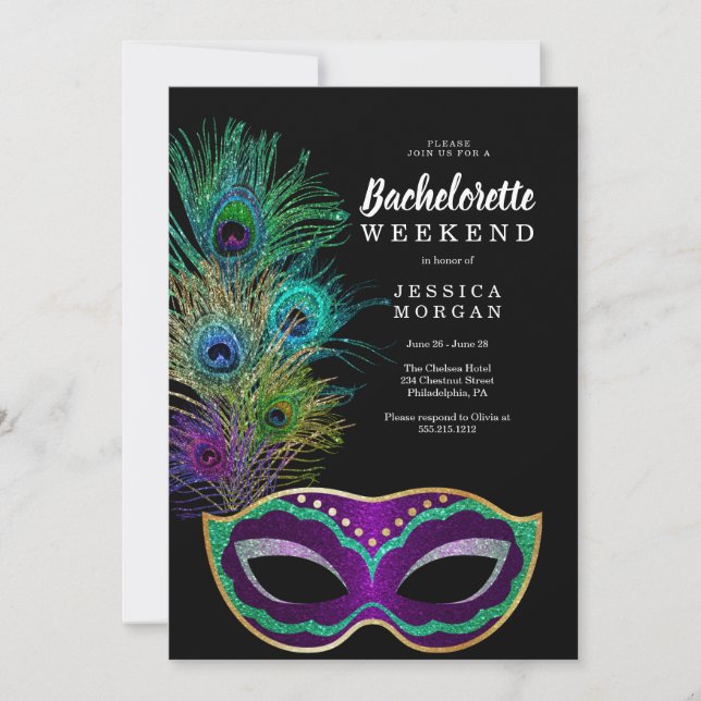 Invitation du New Orleans Mardi Gras Bachelorette  (Devant)