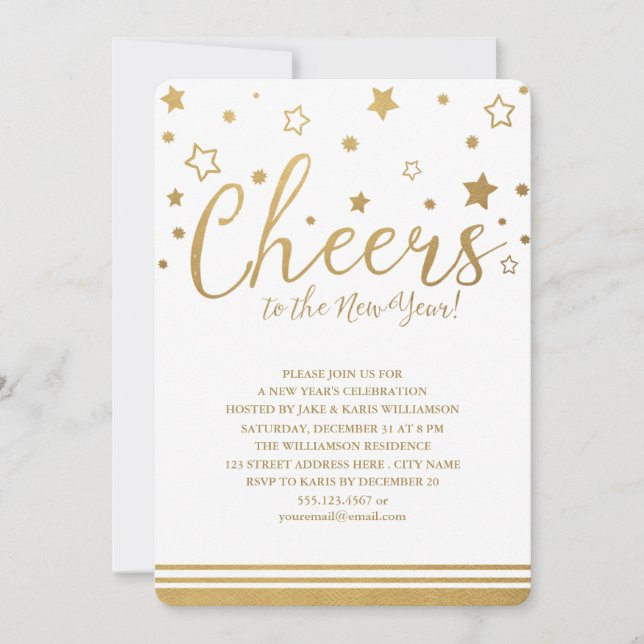 Invitation du Nouvel An à la Soirée (Devant)