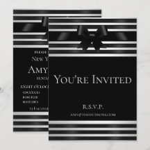 Invitation du Nouvel An à nœud papillon noir et ra