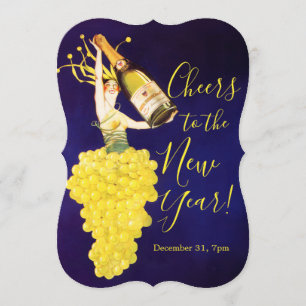 Invitation du Nouvel An aux raisins de Champagne