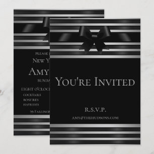 Invitation du Nouvel An aux rayures argentées et n