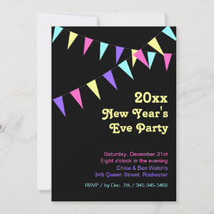 Invitation du Nouvel An de Bunting coloré 2018