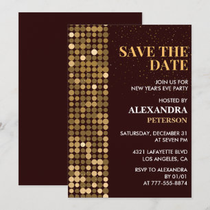 Invitation du Nouvel An Épargnez la date Or