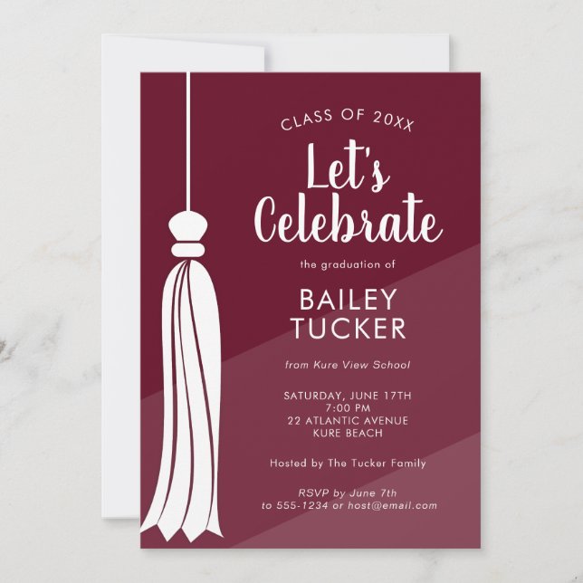 Invitation du Ombre Burgundy Red Graduation Party (Devant)