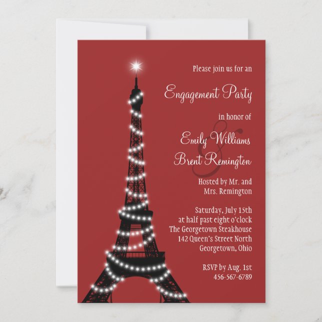 Invitation du Paris Lights Engagement Party (Devant)