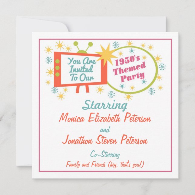 Invitation du parti à thème des années 1950 (Devant)