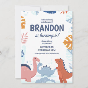 Invitation du parti Anniversaire de enfant Dinosau