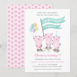 Invitation du parti Anniversaire de enfant rose
