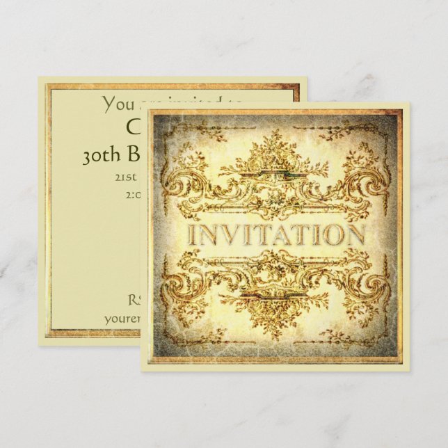 Invitation du parti baroque ornemental (Devant / Derrière)