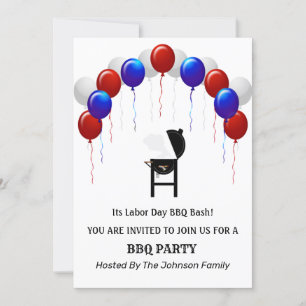 Invitation du parti BBQ de la Fête du Travail Roug