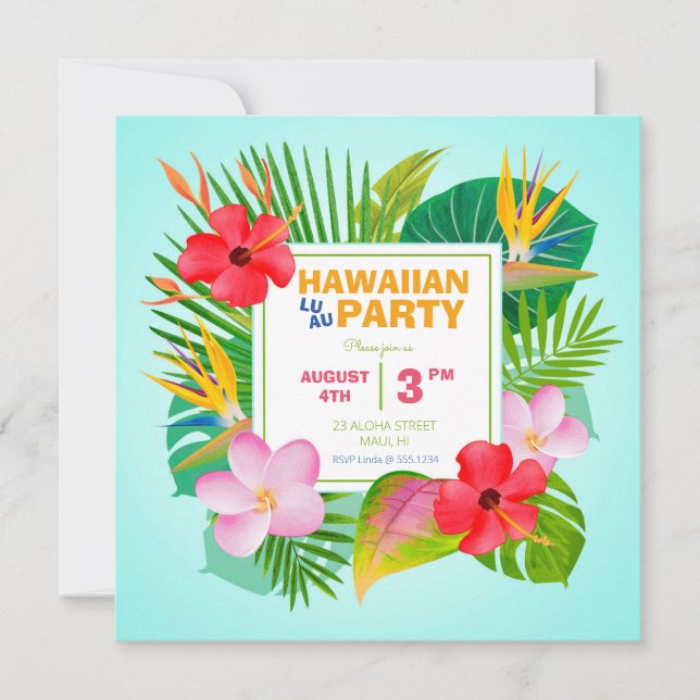 Invitation du parti Carré Hawaiian Luau (Devant)