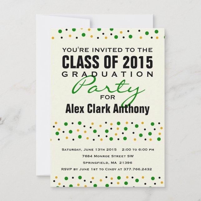 Invitation du Parti Confetti 2015 Graduation (Devant)
