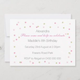 Invitation du Parti Confetti Rose