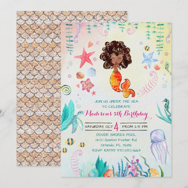 Invitation du Parti de la sirène afro-américaine (Devant / Derrière)