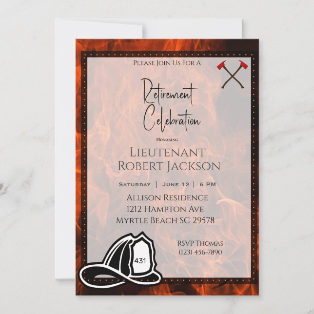 Invitation du parti de retraite des pompiers (Devant)