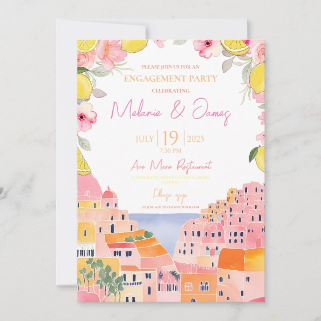 Invitation du parti d'engagement à thème italien (Devant)