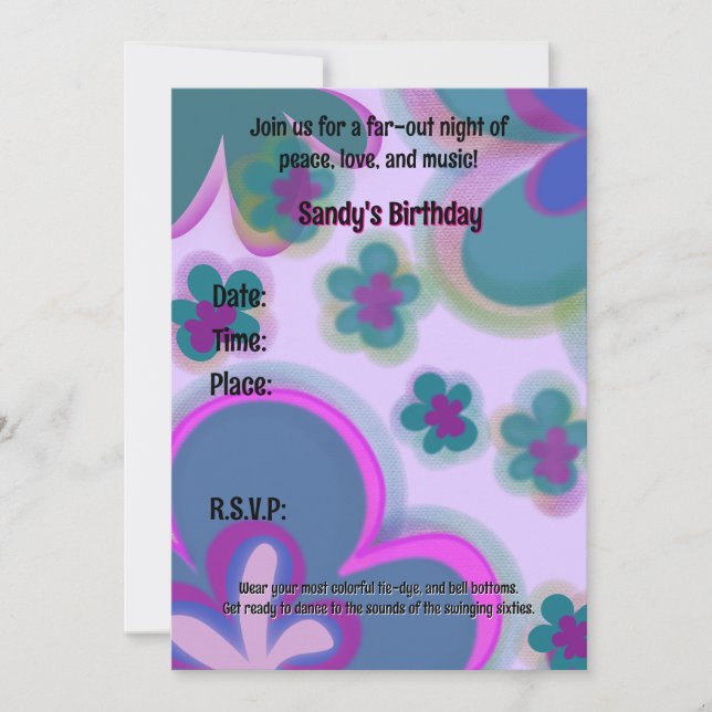 Invitation du parti des années 60 super (Devant)