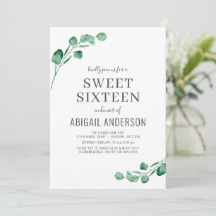Invitation du parti d'Sweet sixteen Eucalyptus du 