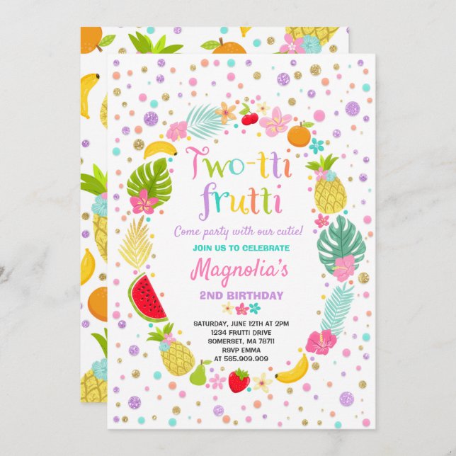 Invitation du Parti Frutti à deux tti 2e fête d'an (Devant / Derrière)