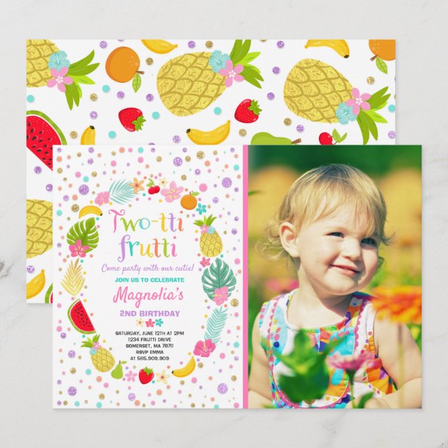 Invitation du Parti Frutti à deux tti 2e fête d'an (Devant / Derrière)