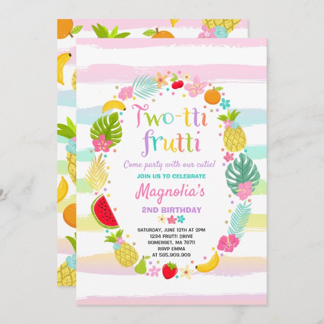 Invitation du Parti Frutti à deux tti 2e fête d'an (Devant / Derrière)