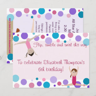 Invitation du parti Gymnastique Purple, Turquoise 