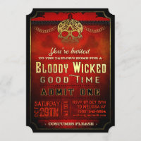 Invitation du parti Halloween Bloody Wicked Red &
