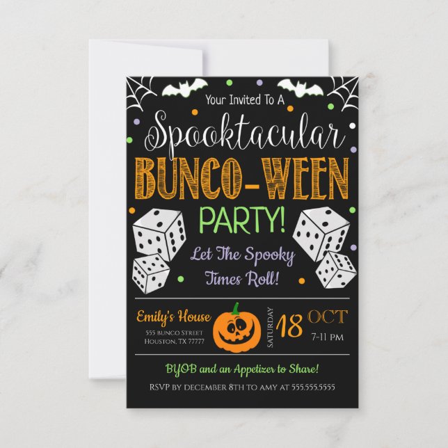Invitation du parti Halloween Bunco (Devant)