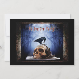 Invitation du parti Halloween - Corbeau sur le crâ
