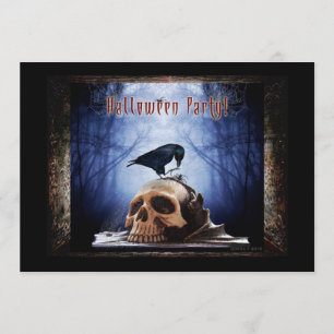 Invitation du parti Halloween - Corbeau sur le crâ