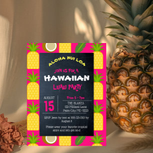 Invitation du Parti Luau Hawaiian Tropical Rose