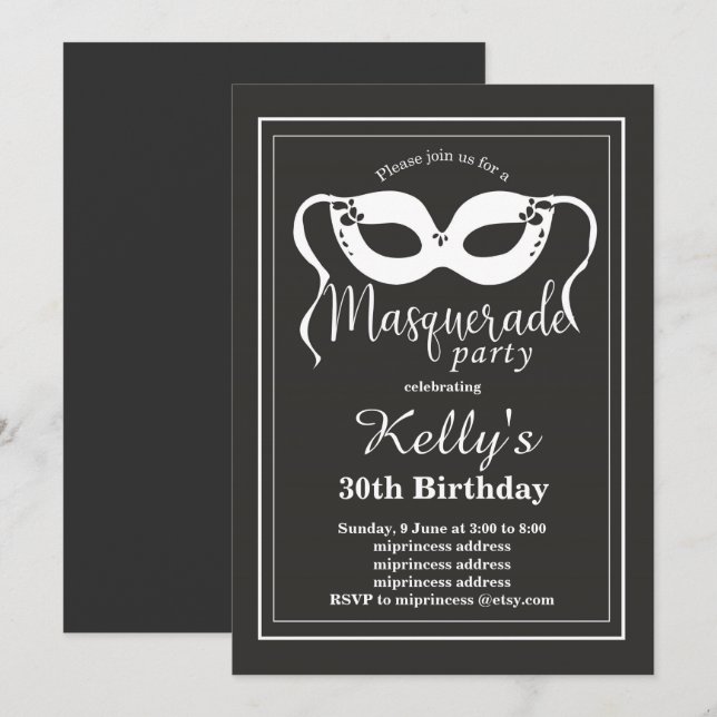 Invitation du parti MASQUERADE (Devant / Derrière)