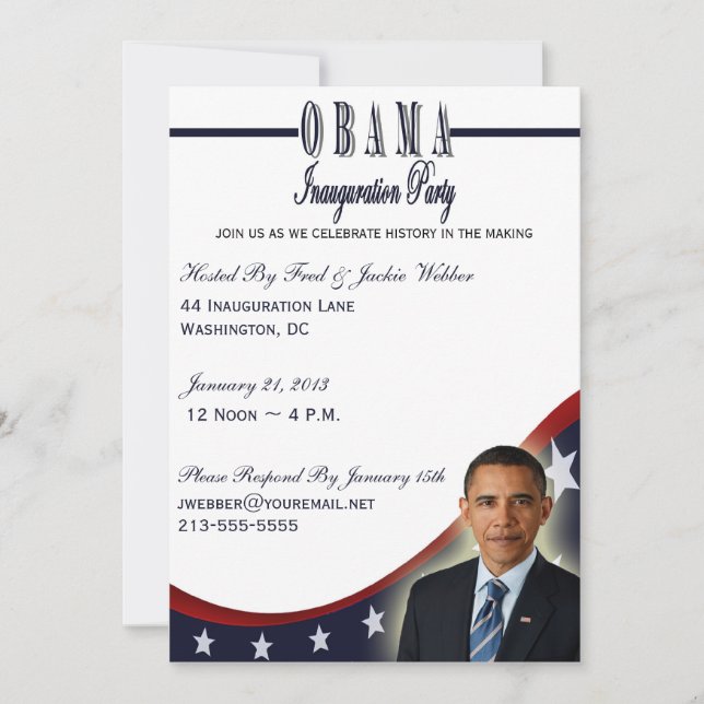 Invitation du parti Obama pour l'investiture 2013 (Devant)