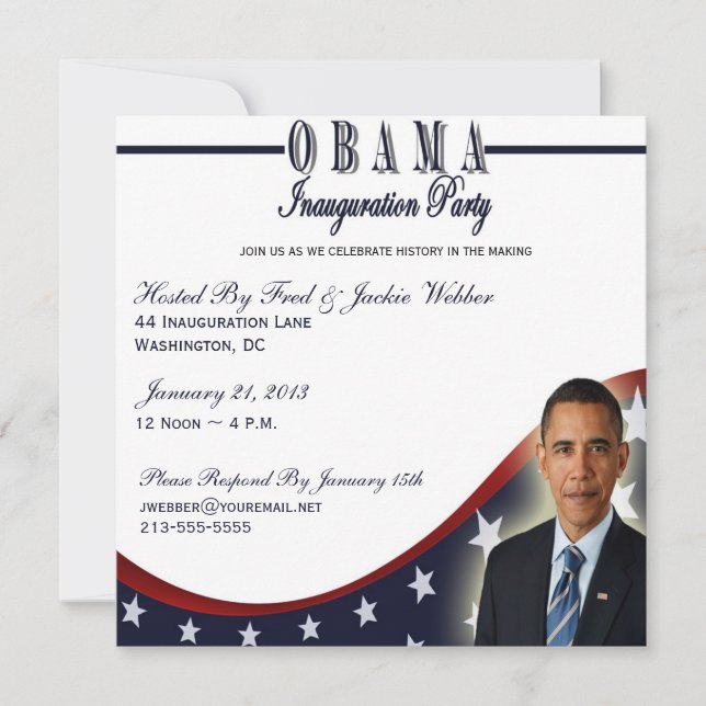 Invitation du parti Obama pour l'investiture 2013 (Devant)