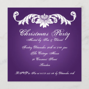 Invitation du parti Ornement Vintage sur violet