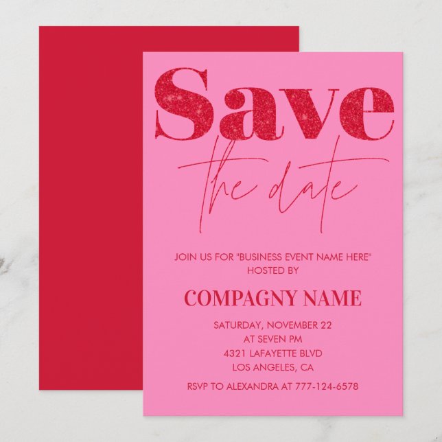 Invitation du parti Pink Business Enregistrer la d (Devant / Derrière)